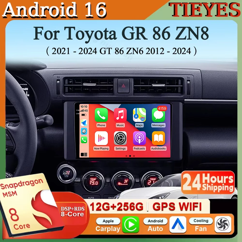 Android 16 Carplay&Auto Autoradio Navigation Multimedia Stereo Player QLED GPS Für Toyota GR 86 ZN8 2021 - 2024 GT 86 ZN6 2012 -