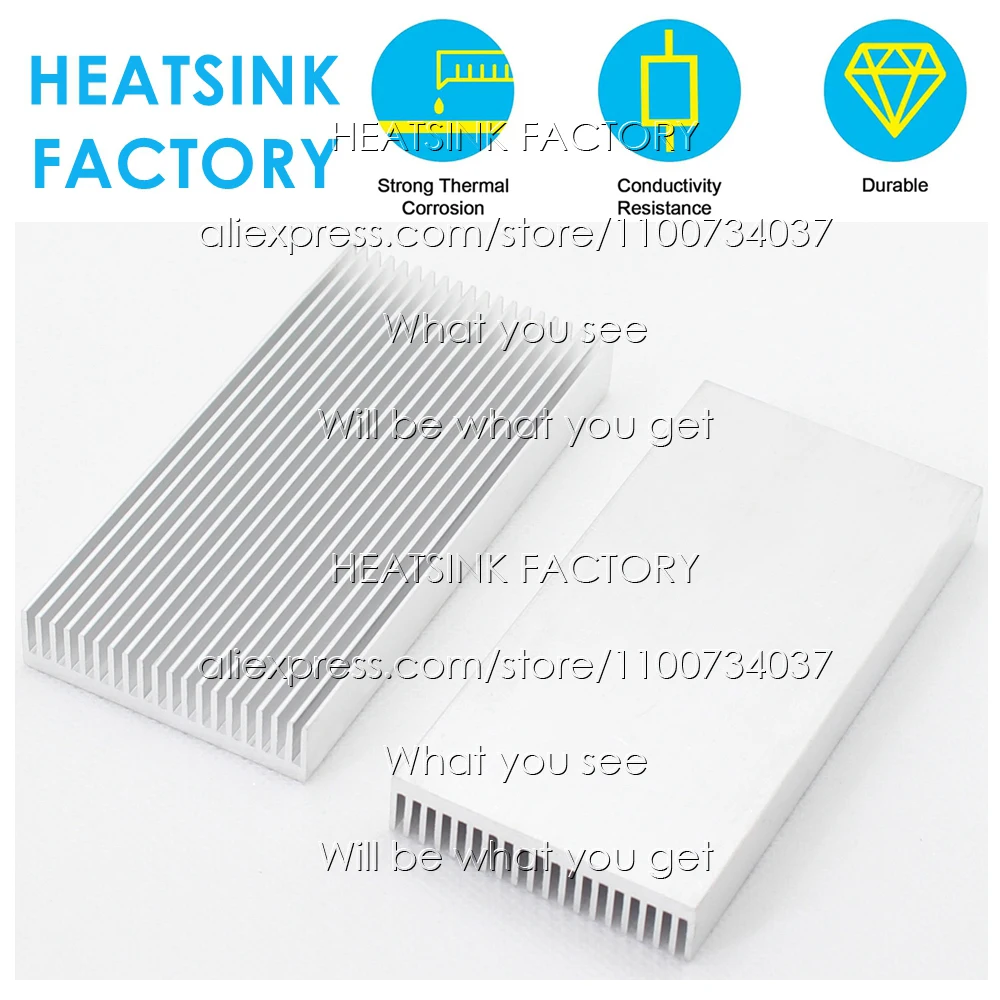 100x48x12mm Silver Large Aluminum Heatsink Heating Panel Heat Sink Aluminum Heatsink CPU Power Amplifier Radiator