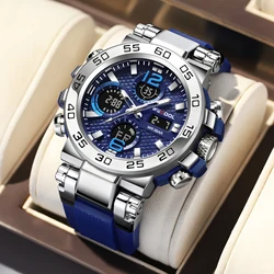 WECOOL Brand Dual Display Digital W-822 50M Waterproof Alarm Clock Luminous Watch For Man