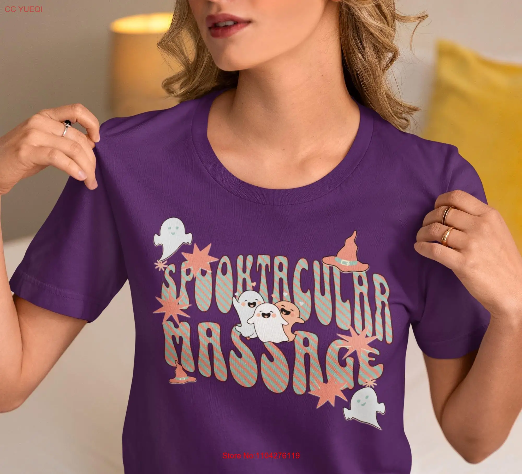 Spooktacular Massage T Shirt Therapist Ghosts Witches Hats Spooky Design Unique for Fans Jersey  long or short sleeves