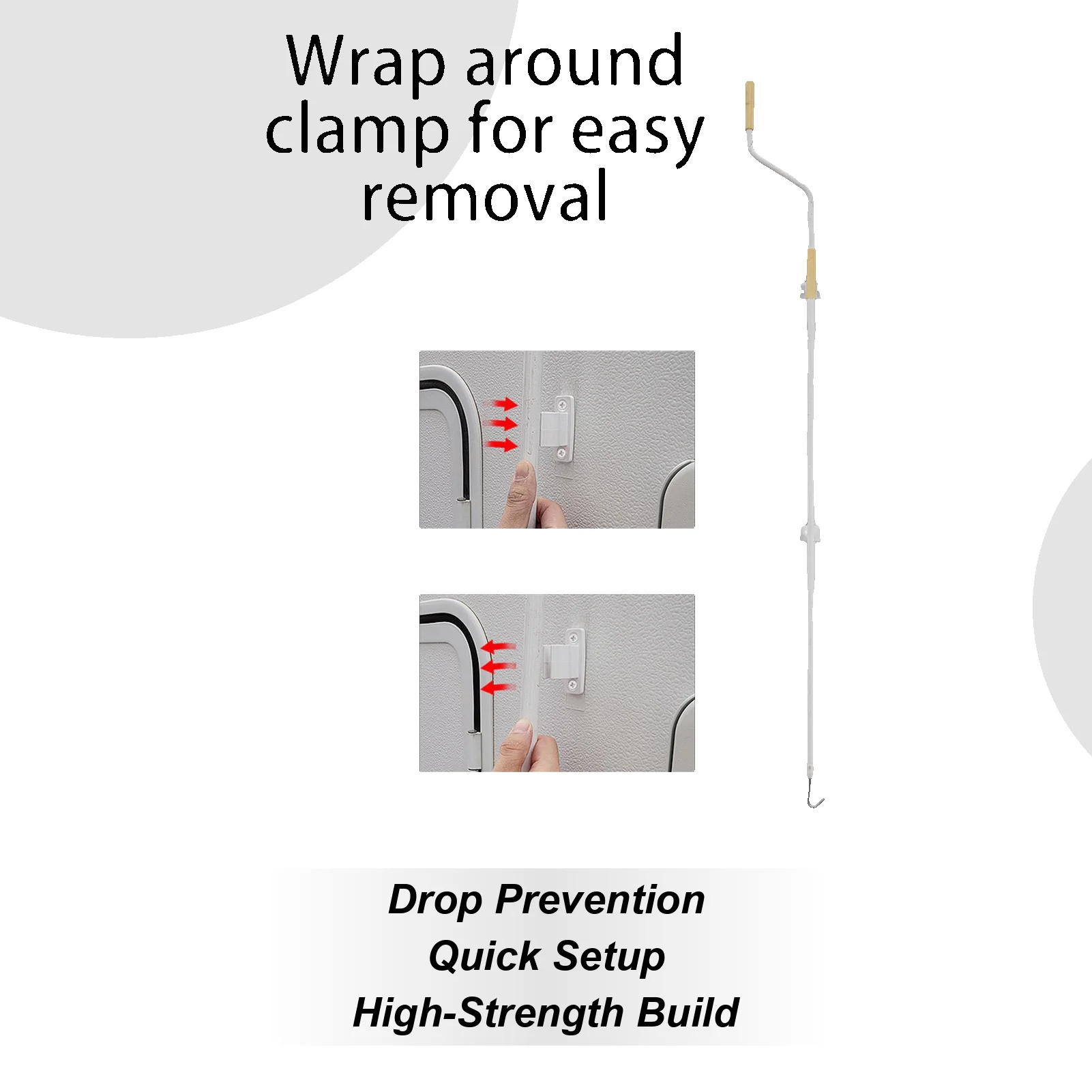 

Awning Crank Handle Pole Hook Sun Shade Support With Screws RV Awning Manual Crank Holder For Shops Food Trucks Outdoor