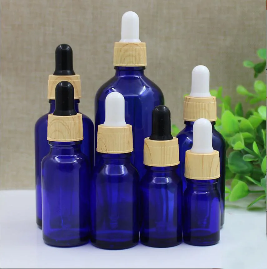 

100ML clear/brown/blue/green glass dropper bottle wooden shape essential oil liquid eye serum moisture serum skin care packing