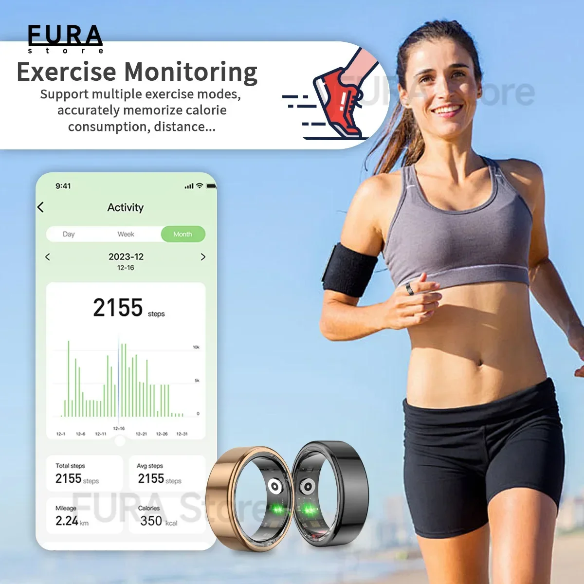 For R02P Smart Ring Sleep Monitor Blood Oxygen Tracker Fitness Tracker Ring IP68 5ATM Multi-sport mode waterproof smart ring