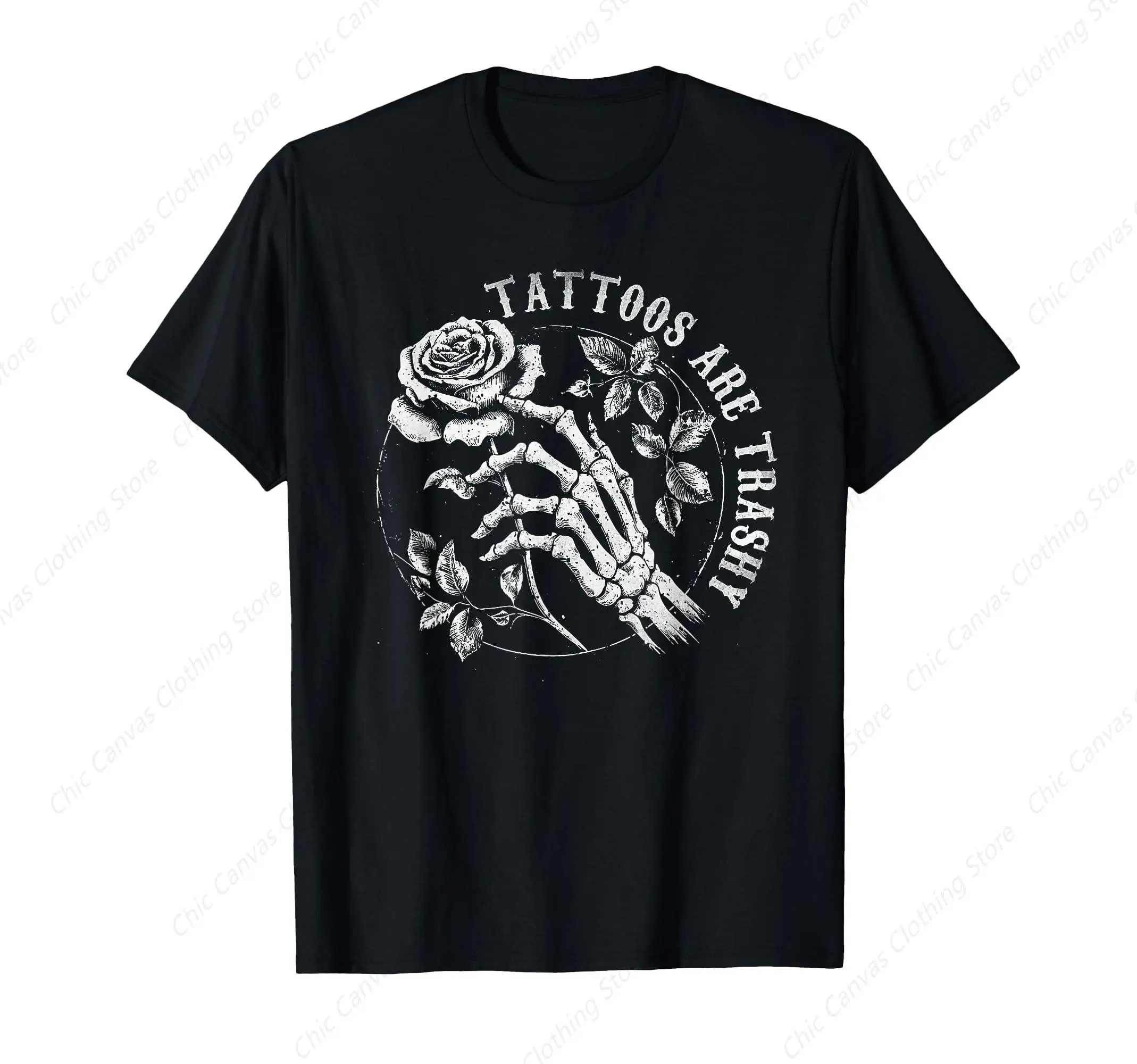 

Tattoos Are Garbage Retro Y2k Joke T-Shirts Fun Prints Cool Cotton Men'S And Women'S Short Sleeves
