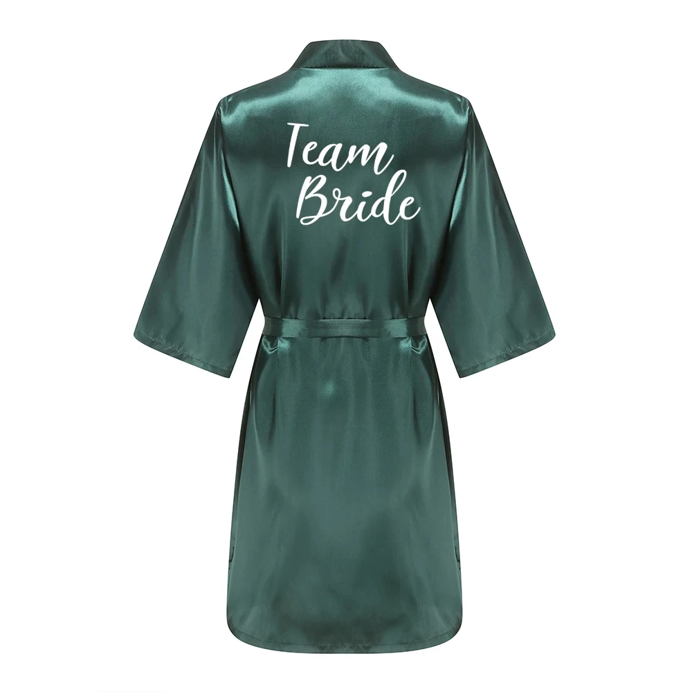 Wedding Party Team Bride Robe With White Letters Kimono Satin Pajamas Bridesmaid Bathrobe YE6522