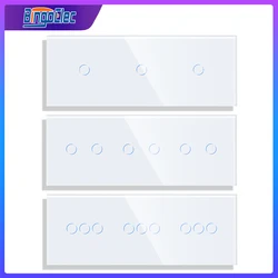 Bingoelec Triple 3/6/9Gang 1 Way Touch Light Switch 86*228mm Luxury Tempered Crystal Glass Panel EU Standard Wall Switches