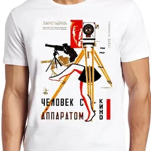 

The Man with Movie Camera T Shirt B943 Soviet Movie Poster Retro Cool Top Tee