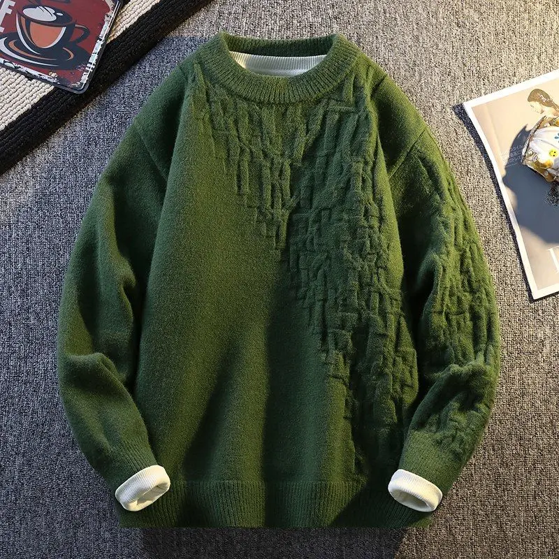 

Men's Autumn Winter round Ne Knitted Sweater Youth Student Base Layer Design Sensation Tassel Net Version Versatile Wool irt