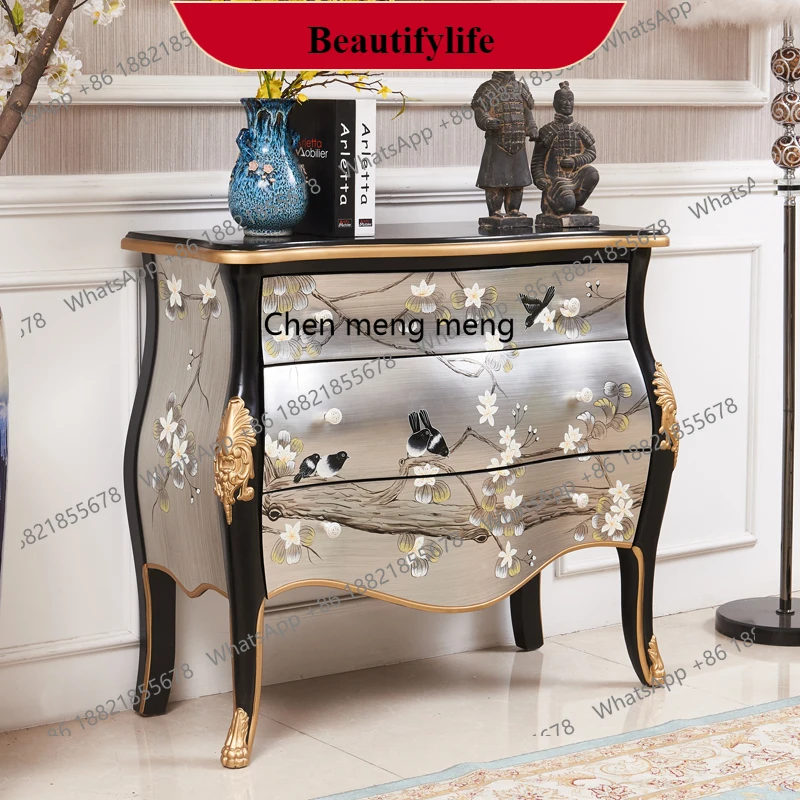 

G153 New Chinese style foyer entrance aisle entrance cabinet silver foil painted living room decorative locker