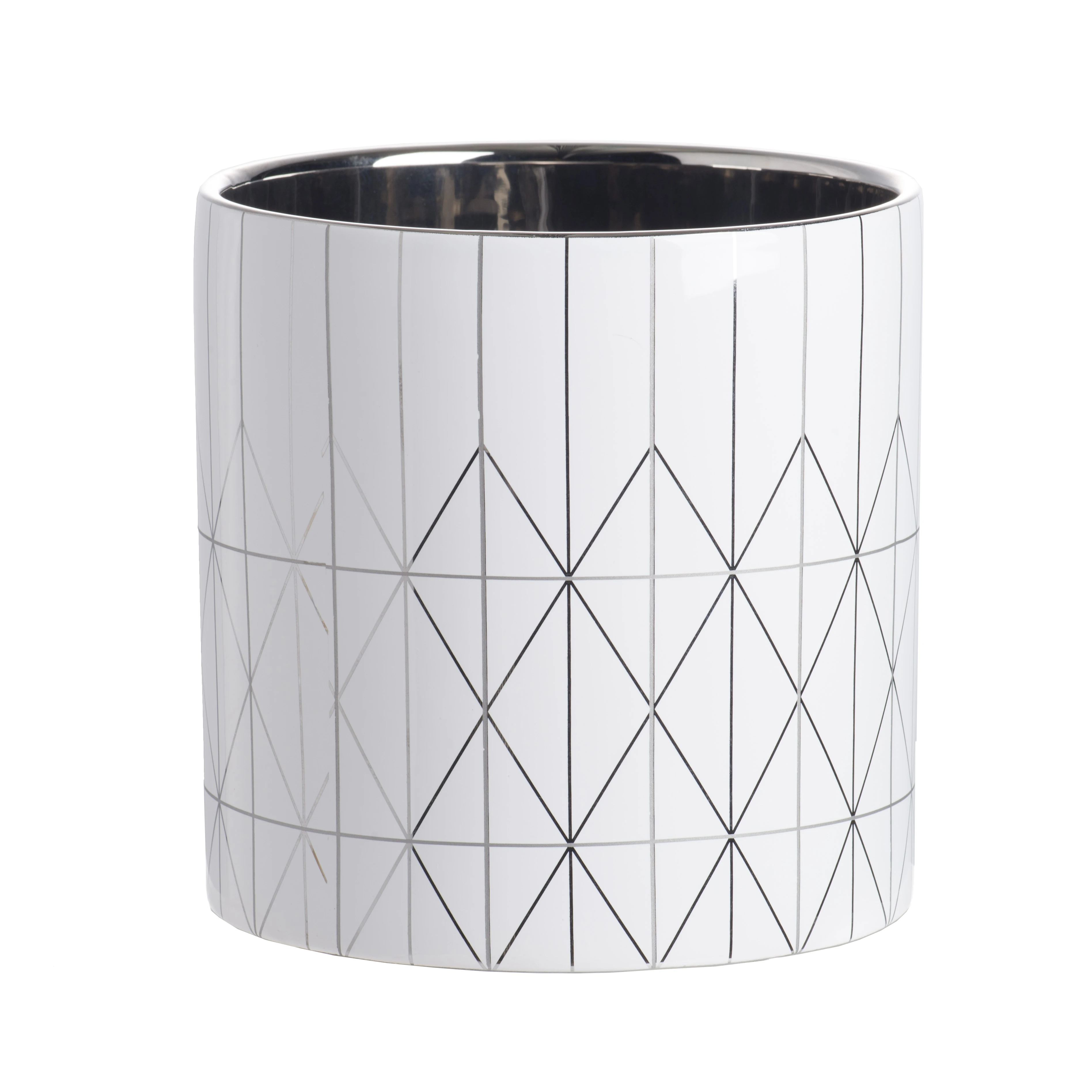 

6.3 Inch Ceramic Planter with Modern Diamond Pattern, Indoor Outdoor Flower Pot for Plants, Tabletop Decor, 2.2 lbs