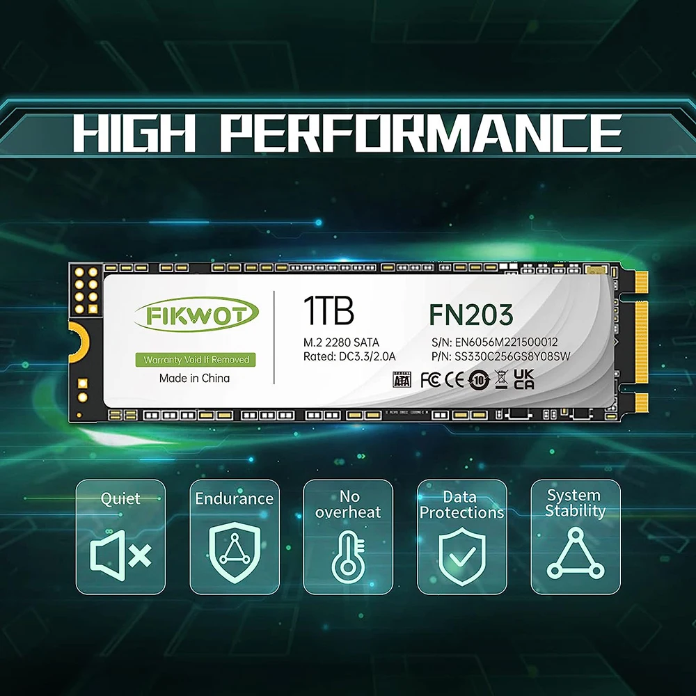 Imagem -04 - Fikwot-unidade Interna de Estado Sólido para Laptop e Desktop Flash Nand Ngff Fn203 Ssd M.2 Sata Iii 6gbps 550 Mbps 256gb 512gb 1tb 3d