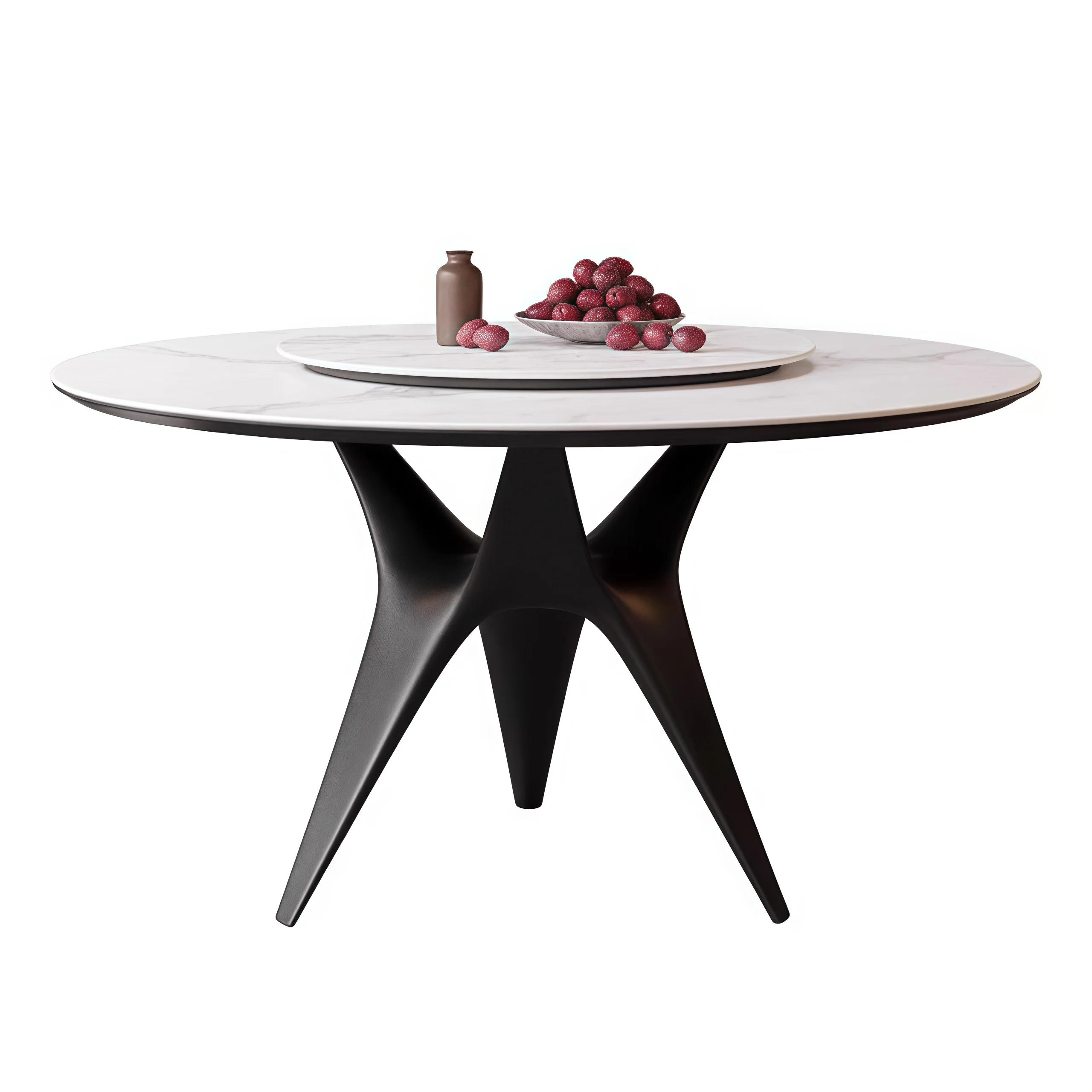 

Nordic ash wood solid wood round rock slab dining table turntable household simple small apartment dining table
