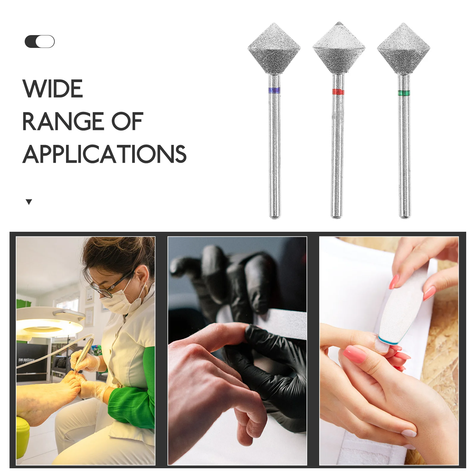 3Pcs Nail Drill Bits Set for Acrylics Cuticle Removal Manicure Dead Skin Shaping Grinding Tool Electric File Nail Care