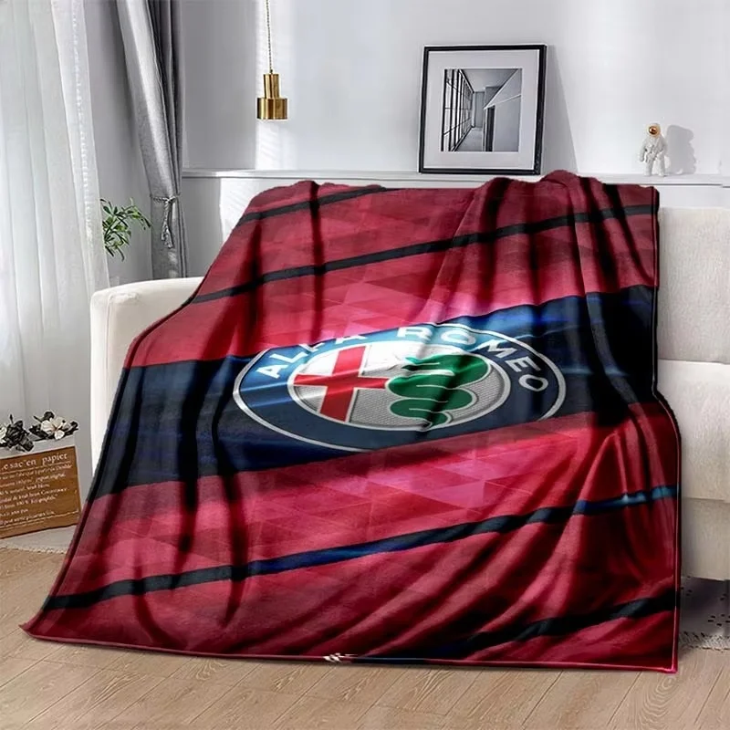 Cobertor com logotipo impresso de alta definição a-Alfa Romeo-o, fofo, confortável e quente para casa, sofá-cama, escritório, viagens, cobertores de acampamento