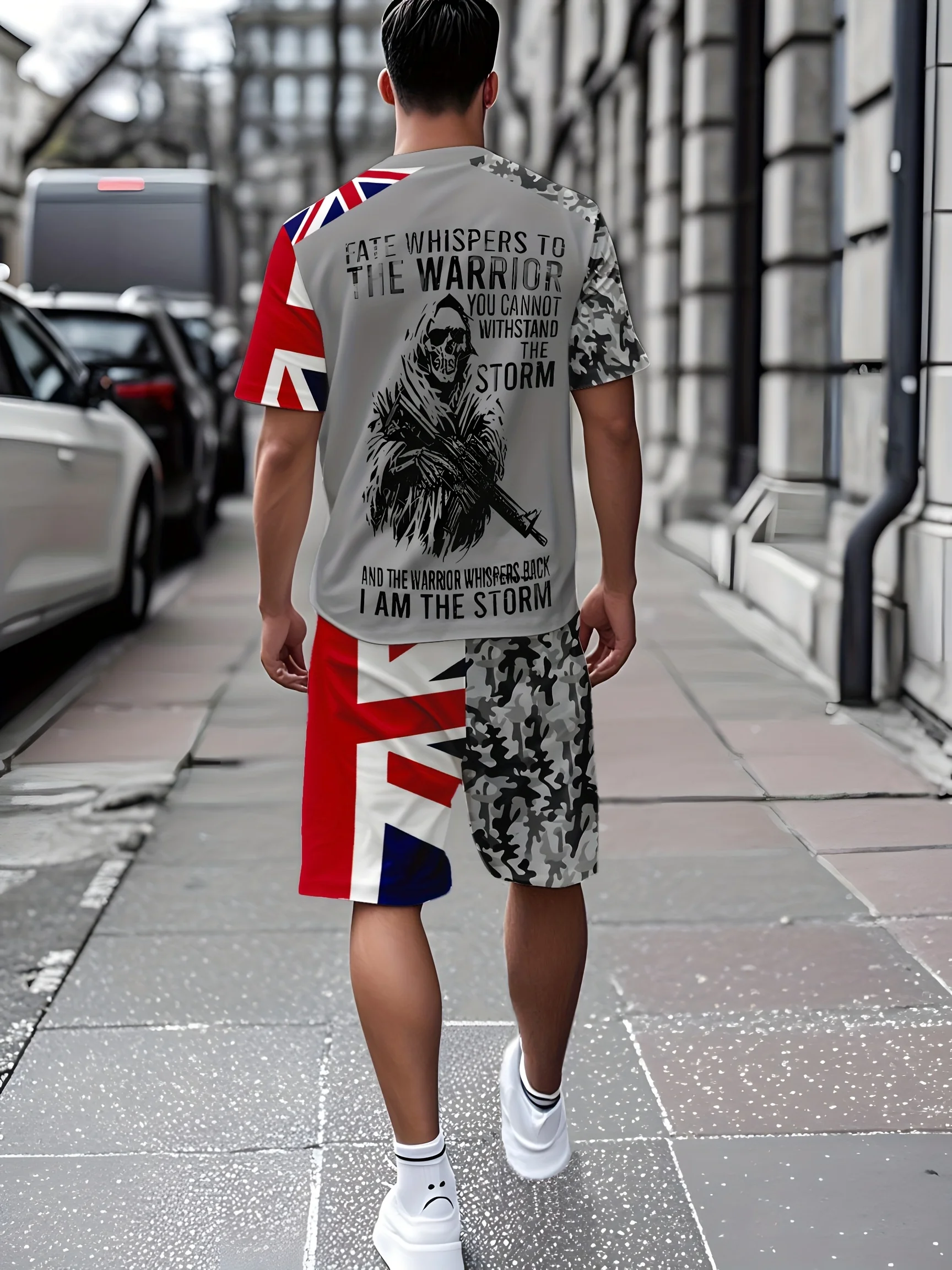 Men Casual Sportswear Set Breathable Outdoor Short Sleeve T-Shirt Shorts Combination All Seasons Sportswear Breathable Clothing