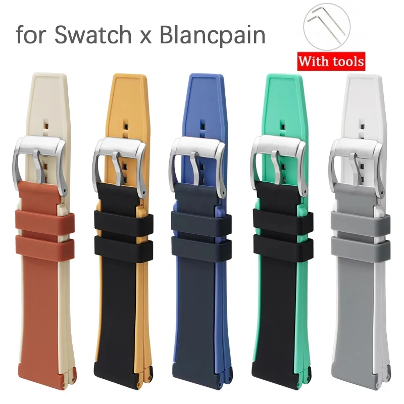 

22mm Soft Silicone Strap for Blancpain Co Branding Fifty Fathoms Fashion Diving Sports Replacement WatchBand With tools