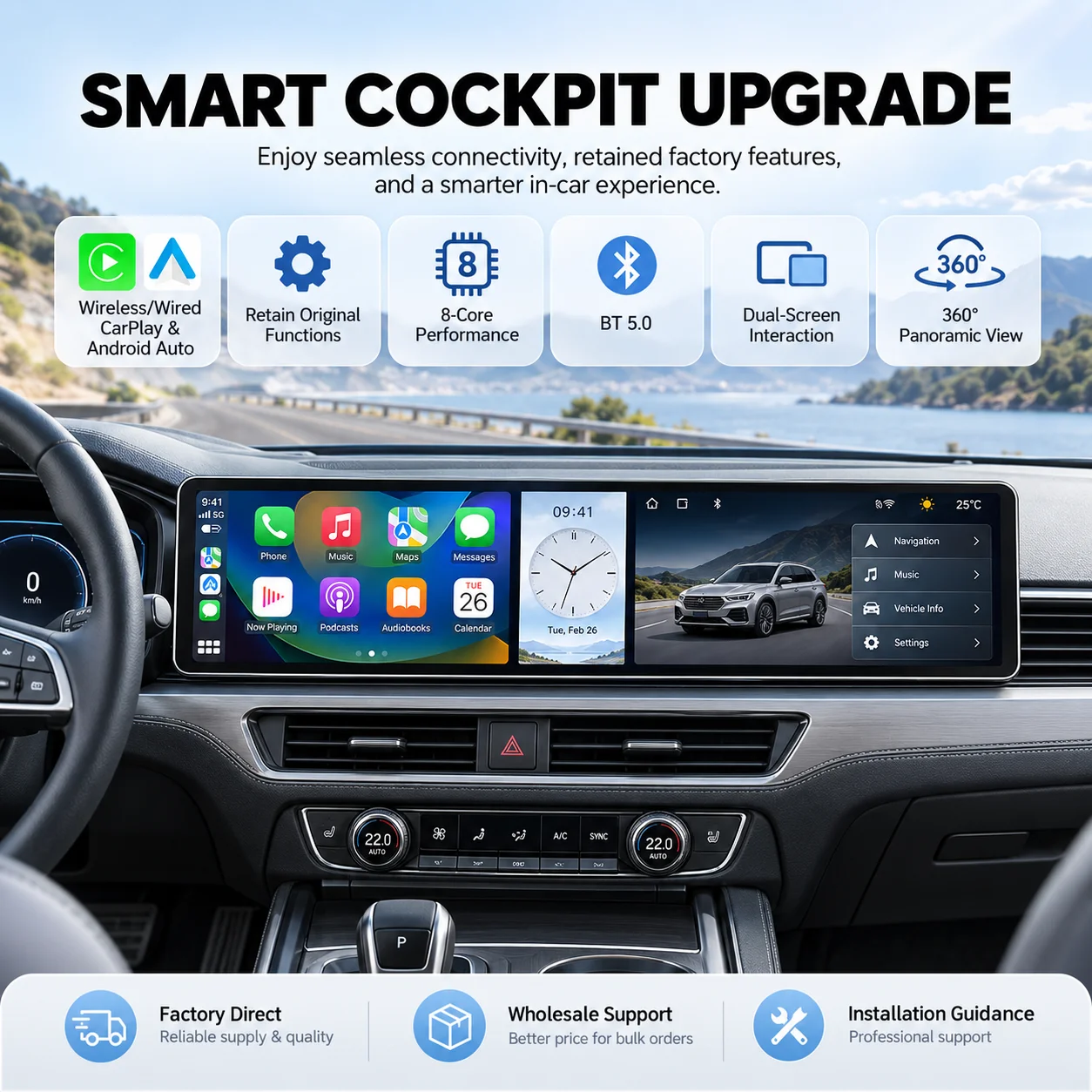 Lizpofly Dual 12.3 Inch Triple Screen Car Radio For Honda Freed 2008-2013 CarPlay Android Auto GPS Navigation BT5.0 DSP
