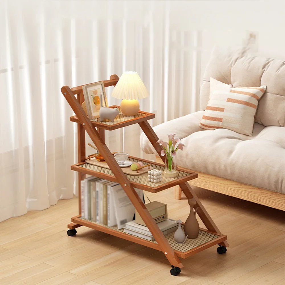 

Столик на колесиках с 3-х уровневыми полками для хранения Прикроватная тумбочка на колесиках Журнальный столик 3-х уровневая тележка на колесиках для гостиной Спальня