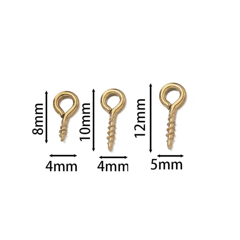 50/100pcs/lot Stainless Steel Eyepin Keychain Hook Eye Pins Mini Screw Pendants DIY Threaded Pin Fitting DIY Jewelry Bracelet