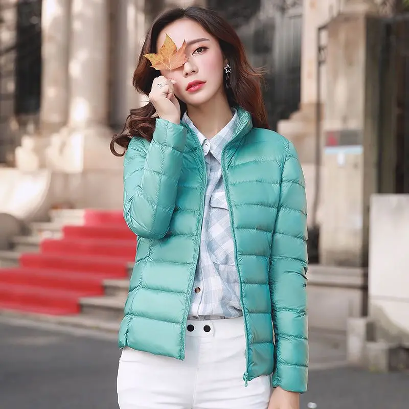 Women's Light down Jacket Turtleneck Long Sleeve Warm Coat Spring Autumn Fashion Soft Harajuku Outerwear