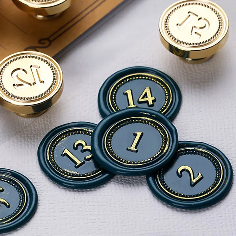 Arabic Numerals Stamp Head Creative Garden Ignition Lacquer Stamps Solid Brass Engraving Wax Stamps Wholesale Diameter 2.5cm