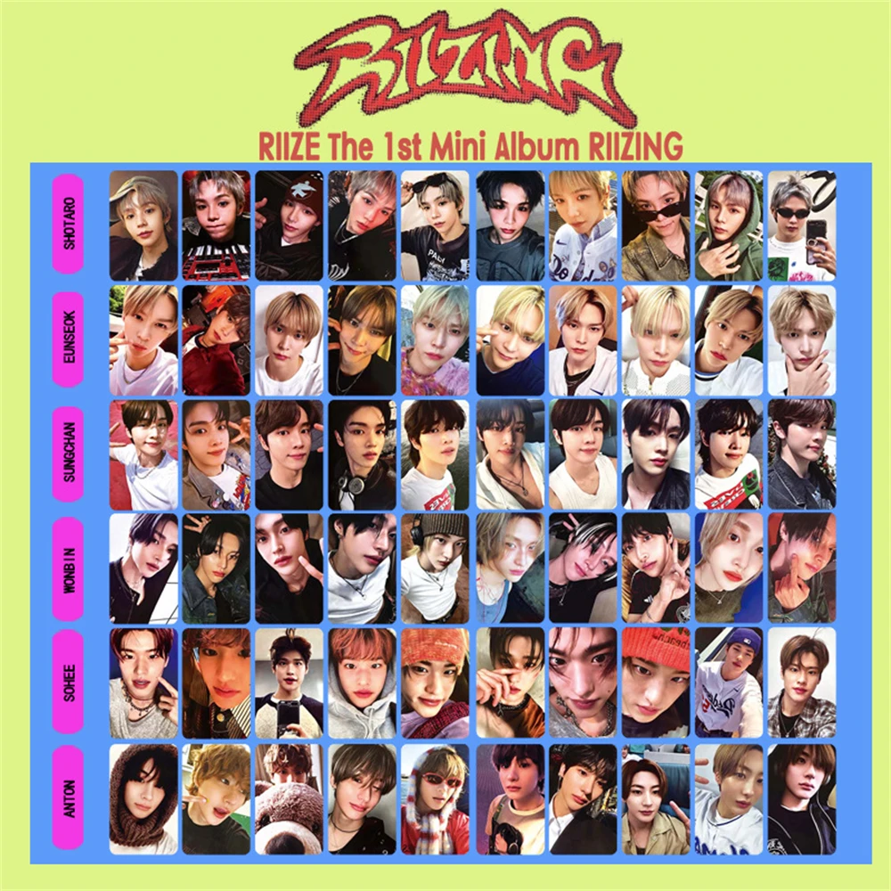 6Pcs/Set KPOP RIIZE MINI Album RIIZING Postcard Shotaro Sungchan Wonbin Seunghan Anton Lomo Cards Two-Sided Photocard Fans Gift