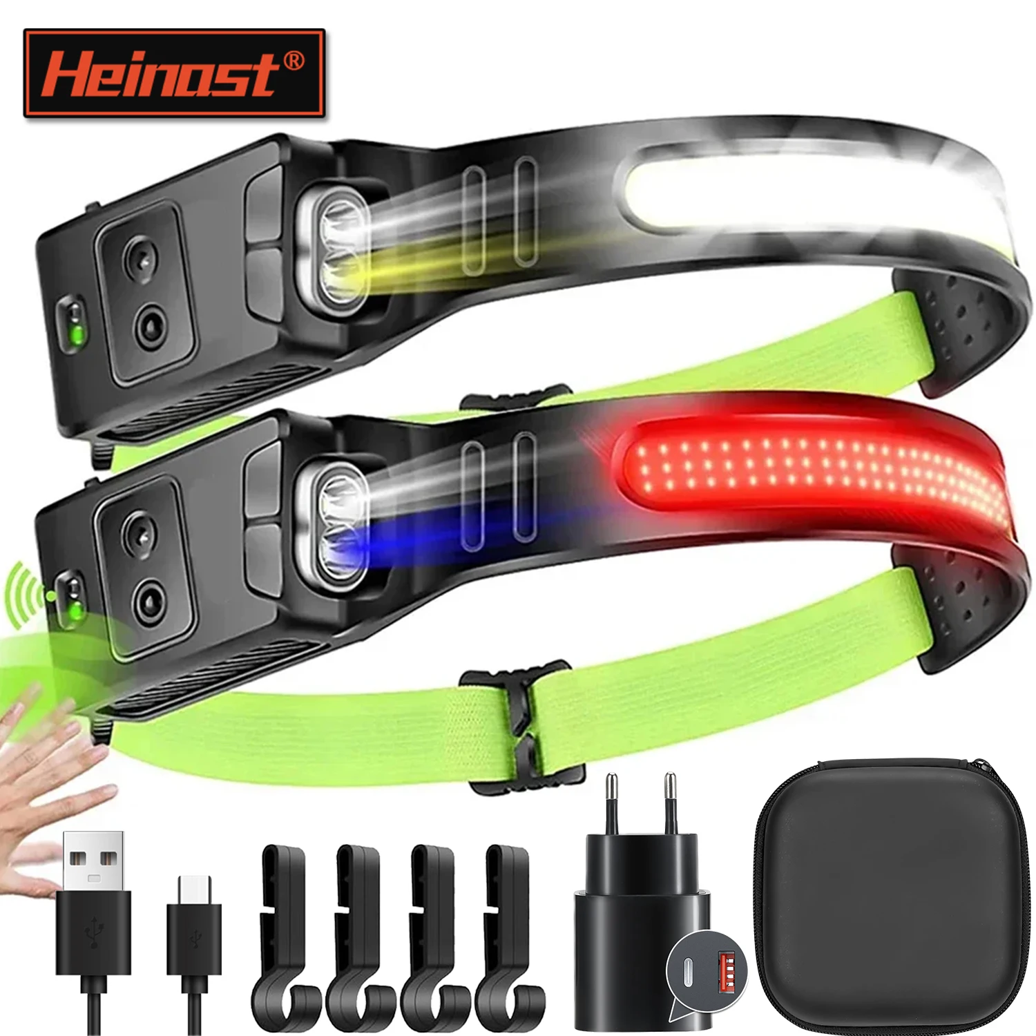 

Sensor Headlights Cob Headlamp Outdoor Household Portable LED Headlight with Built-in 1200mah Battery USB Rechargeable Head Lamp