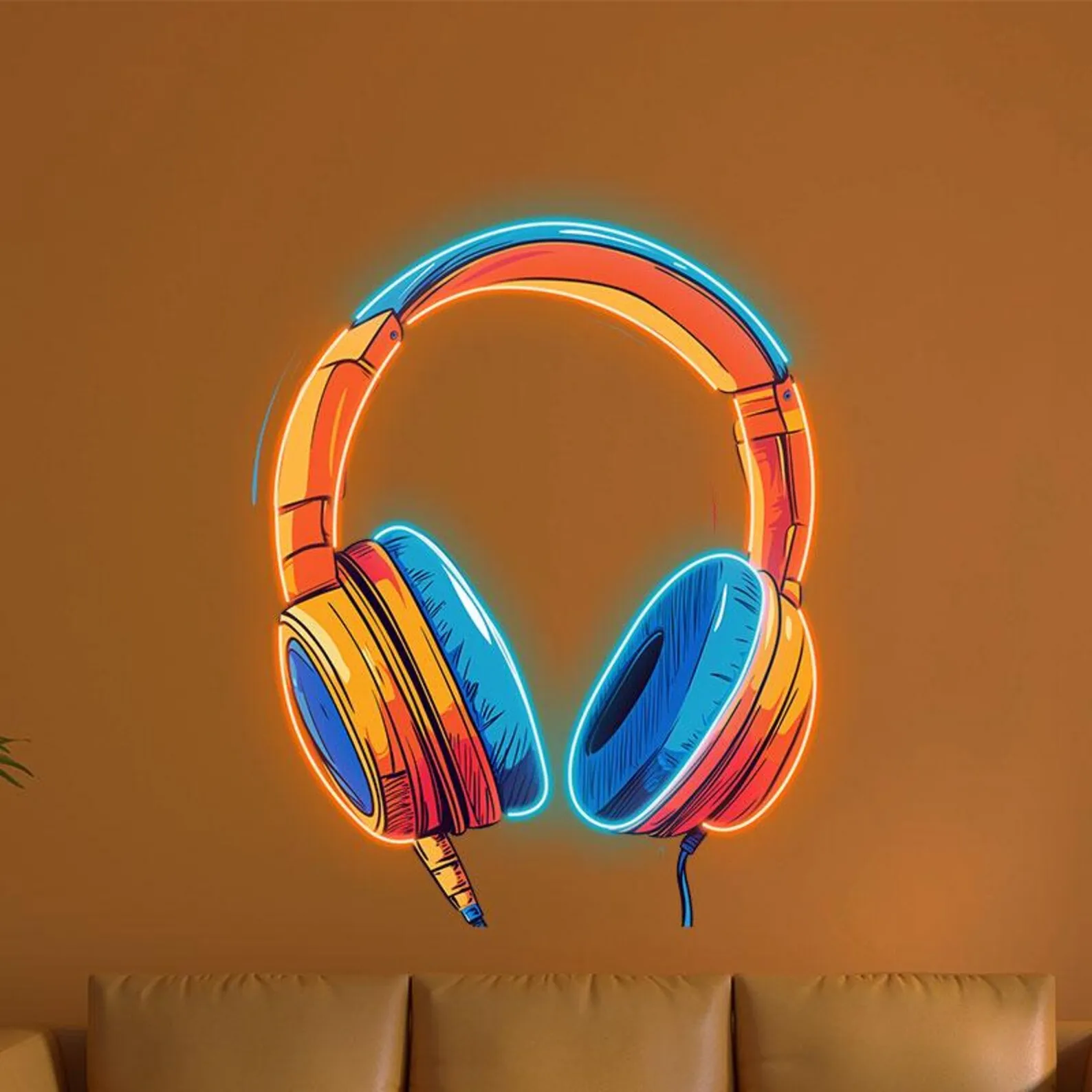 Headphone Neon Sign Wall Art Decor Music Headphone Music Room Game Room Decor Bedroom Wall Hangings Sign Bar Club Neon