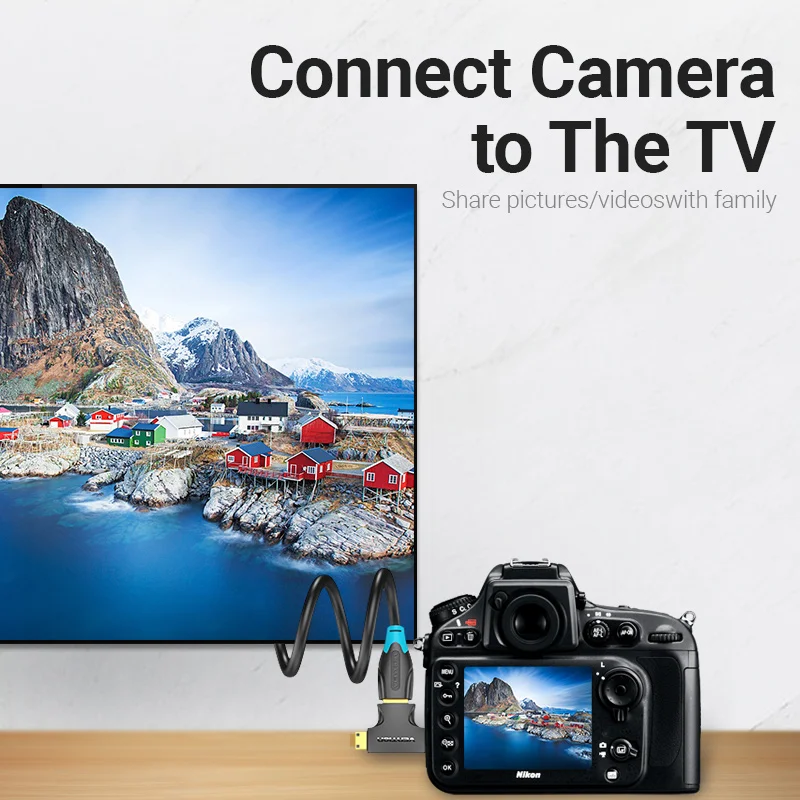 Переходник HDMI / Micro HDMI 2 в 1, Vention, 3D 1080P, штекер-гнездо для ТВ, монитора, проектора, камеры