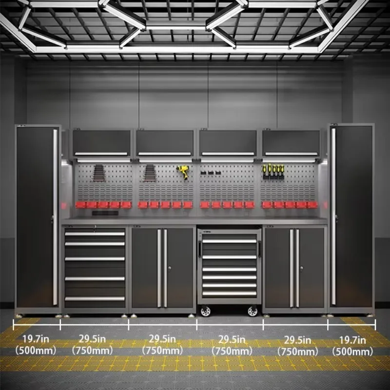 Garage Workstation Modular Workbench Tool Cabinet Workshop Cabinet Steel Tool Chest Workbench Heavy Duty Storage Garage Cabinet