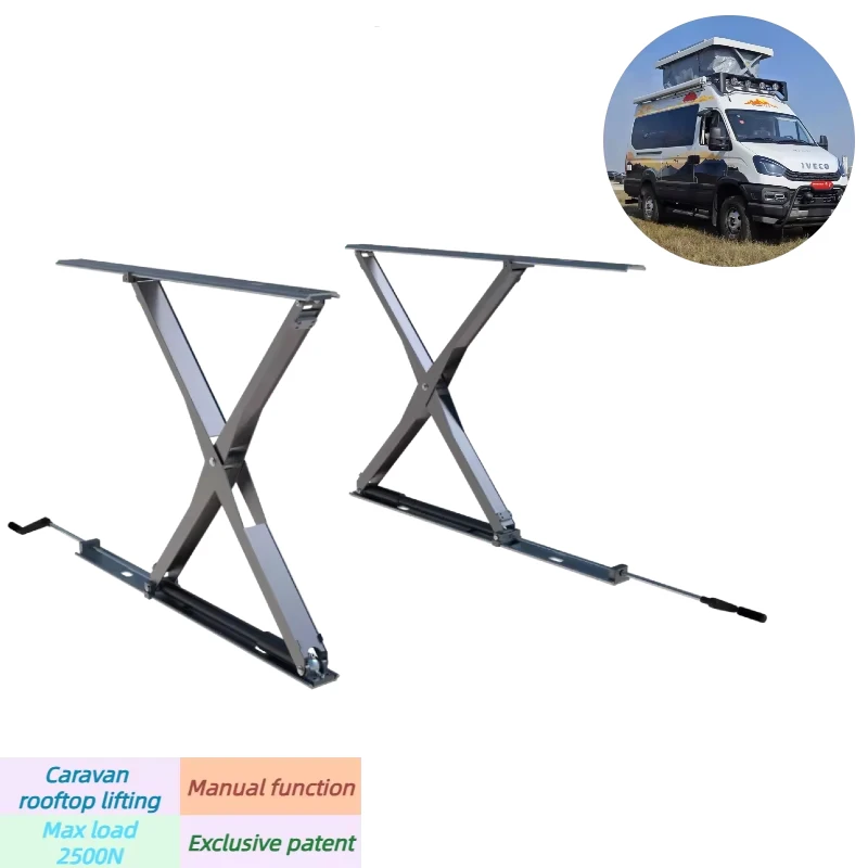 12/24 فولت الترويجية Campervan الكهربائية RV سقف رفع X-نوع كتيفة ألومنيوم مع انقطاع التيار الكهربائي كرنك اليد #1