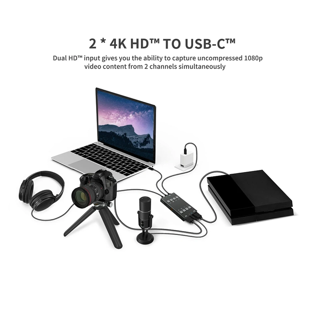 #79S Electronics Accessories,Audio Video Mixing Capture H2U Compatible with Dual 4K HDMI (Black)