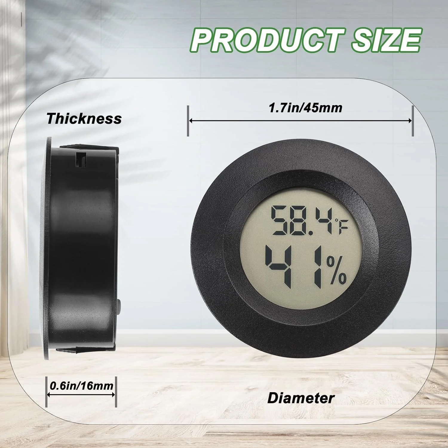 Mini Hygrometer Thermometer 2 Pack: Indoor/Outdoor, Fahrenheit/Celsius, for Reptile, Greenhouse, Garden