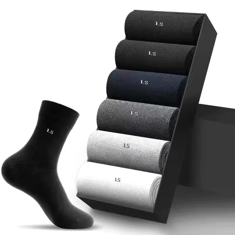 

5 Pairs Spring Autumn Men Business Socks High Quality Deodorant Sweat Absorption Breathable Comfortable Black Pure Cotton Socks