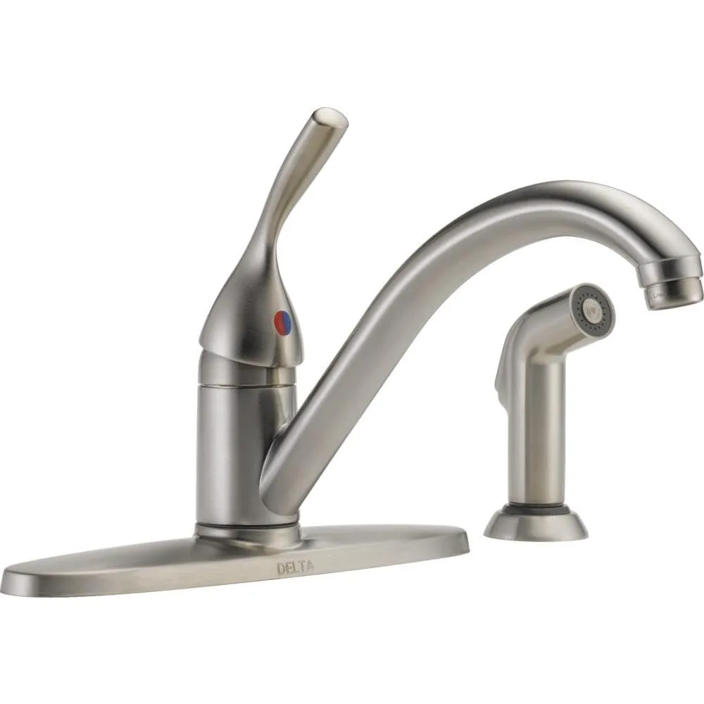 Faucet Classic Single-Handle Kitchen Sink Faucet with Side Sprayer in Matching Finish, Stainless, kitchen faucet pull out