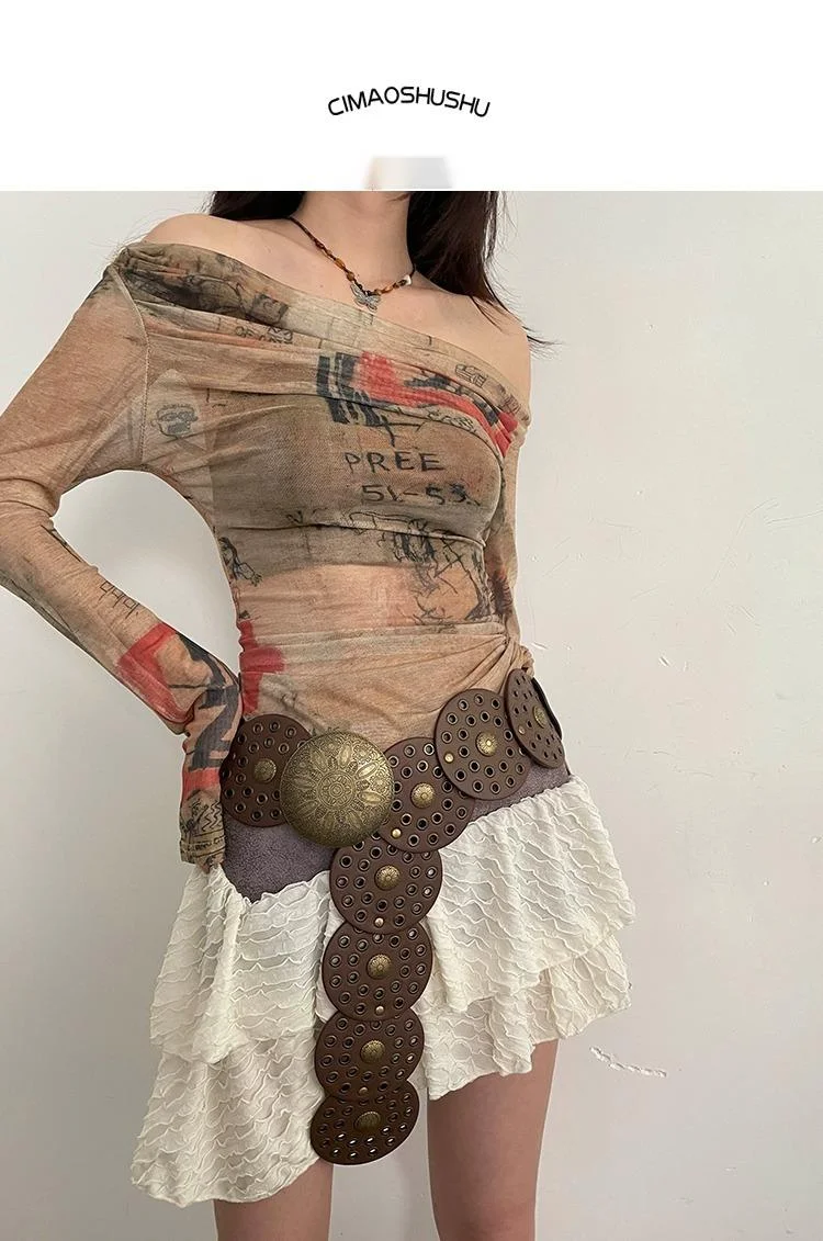 Decorative Disc Belt Women's Y2k Retro Style Versatile Waist Belt_voghion.com