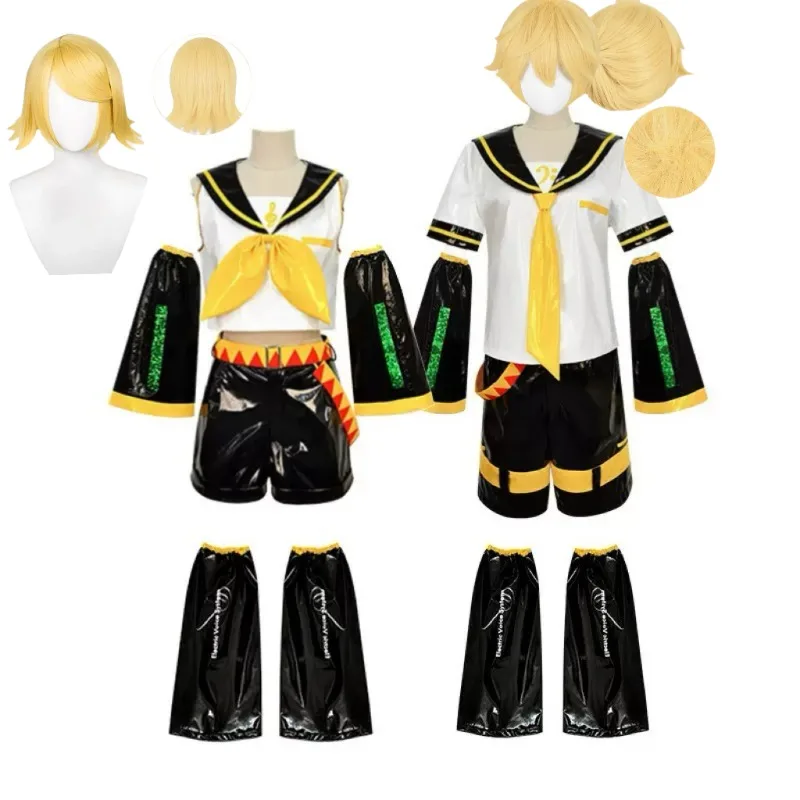 2026 Anime Men Len Cosplay Costume Women Rin JK Uniform for Comic Con Outfits Halloween Costumes Cosplay Tops Shorts Wig Headset
