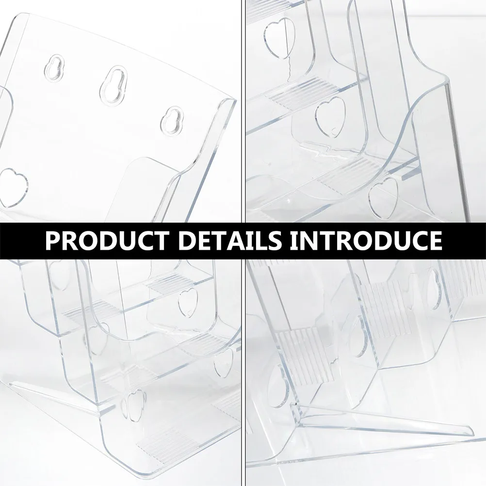 4-Tier Transparent Plastic Brochure Holder for Pamphlets Magazines Literature Display Desk Organizer