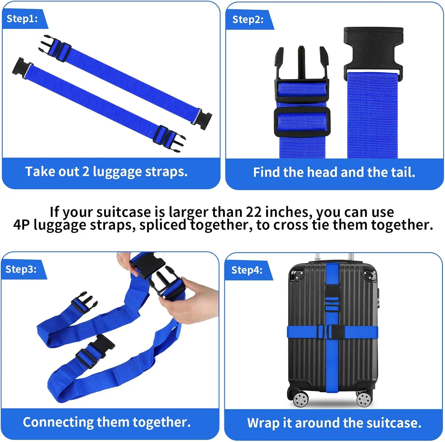 أشرطة آمنة للأمتعة قابلة للتعديل، حزام الأمتعة مع إبزيم للإغلاق، حزام الأمتعة لإغلاق حقيبة السفر، أمان الأمتعة #4