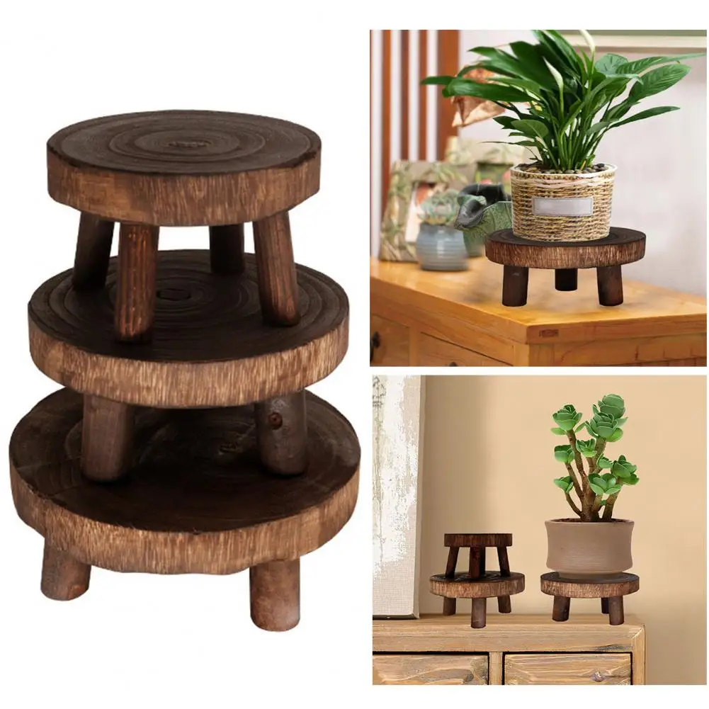 

Mini Stool Plant Stand Wooden Flower Pot Stand Bonsai Holder Succulent Display Rack for Garden Home Decor Mini for Balcony