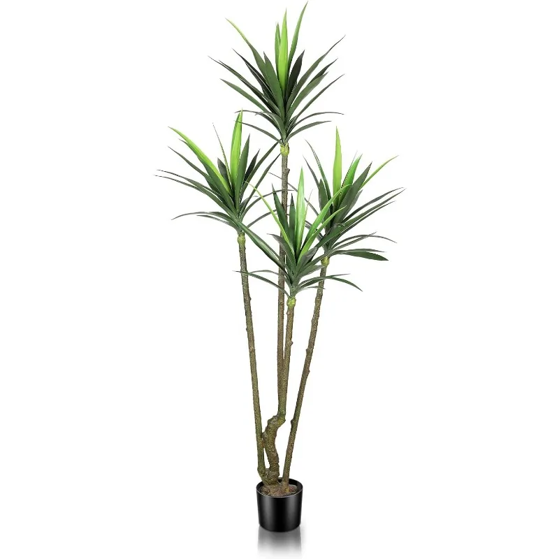 

Tree 7ft - Tall Artificial Agave Plant with 4 Heads, Fake Potted Tropical Yucca Dracaena Tree Indoor for Home Office Decor