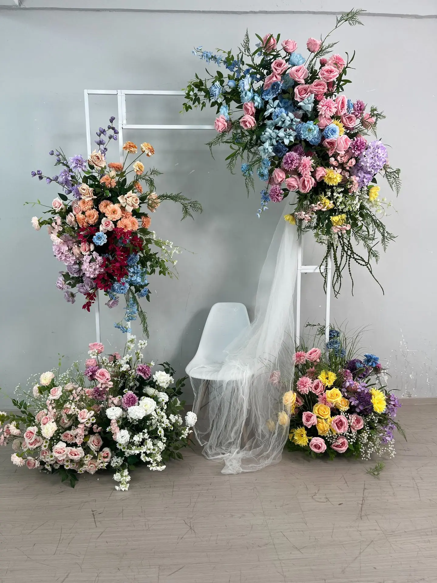 Künstliche Morandi-Farbige Blumenkugel für Hochzeitsbühnen, KT-Board-Hintergrundwand, Blumendekoration, Kunstblumen für Events und Partys, Großhandel – Detail 1