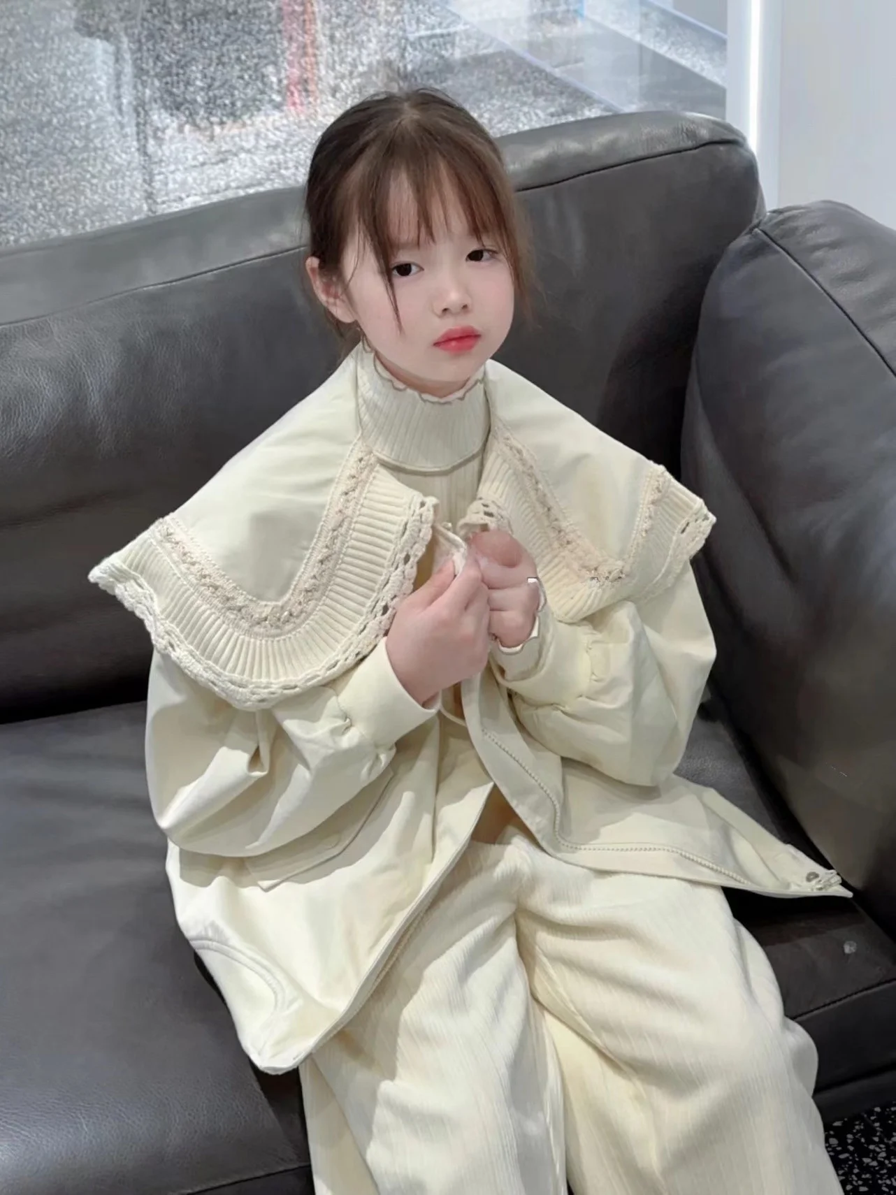 bora-fashionable-sweet-girl's-autumn-outfit-jacket-with-large-collar-children's-clothing-toddler-kids'-fashionable-clothes