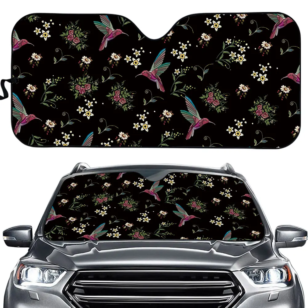 Floral Hummingbird Print Car Windshield Sunshade Summer Universal Vehicle Sun Shade Protection Covers Anti UV Visor Accessories