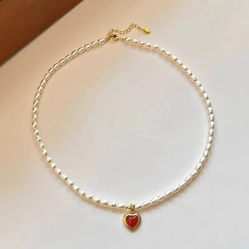 

New Arrival Natural Freshwater Pearl Romantic Love Heart 14K Gold Filled Female Necklace For Women Wedding Gifts No Fade