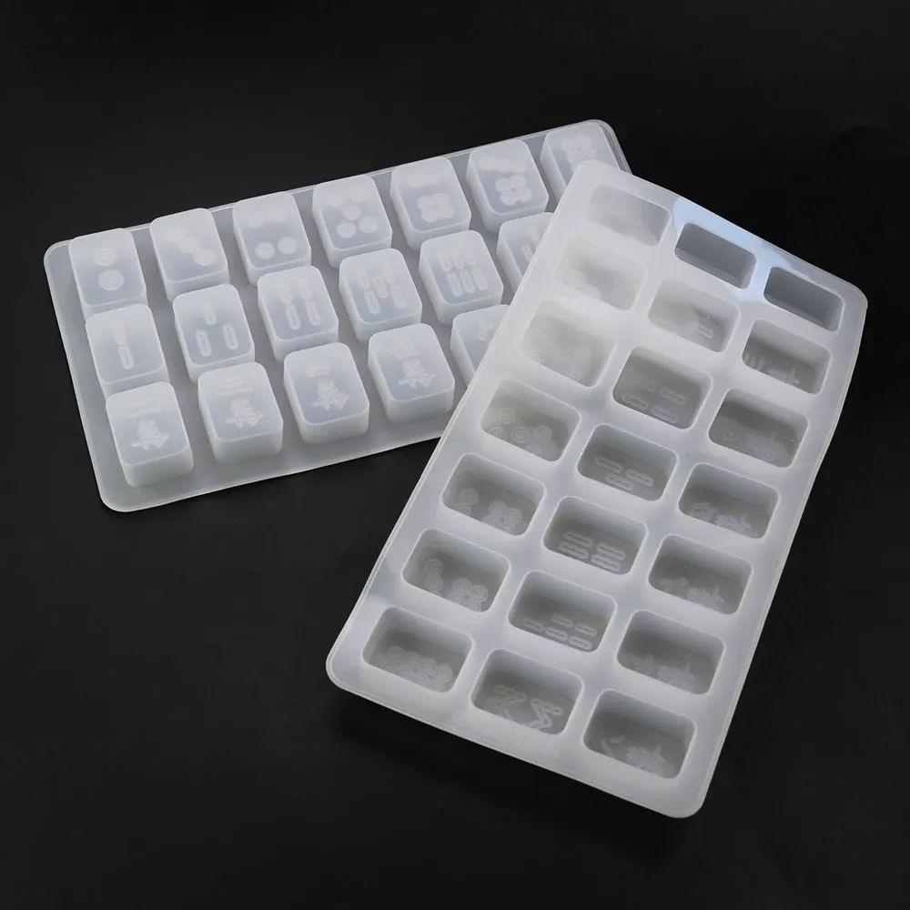 For Fun DIY Crystal Drop Glue Mahjong Silicone Molds Keychain Pendant Resin Mold Chocolate Flipped Sugar Cake Decoration Molds