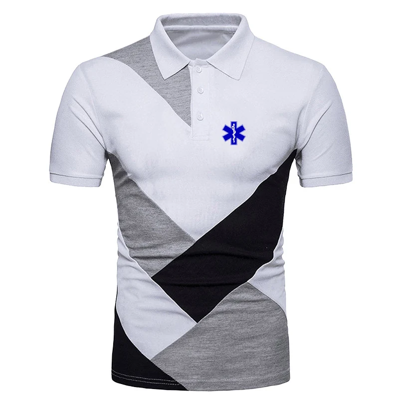 EMT Emergency Ambulance 2021 Men's New Fashionable Print Three Color Stitching Short Sleeve Comfortable Polos Shirt Harajuku Top