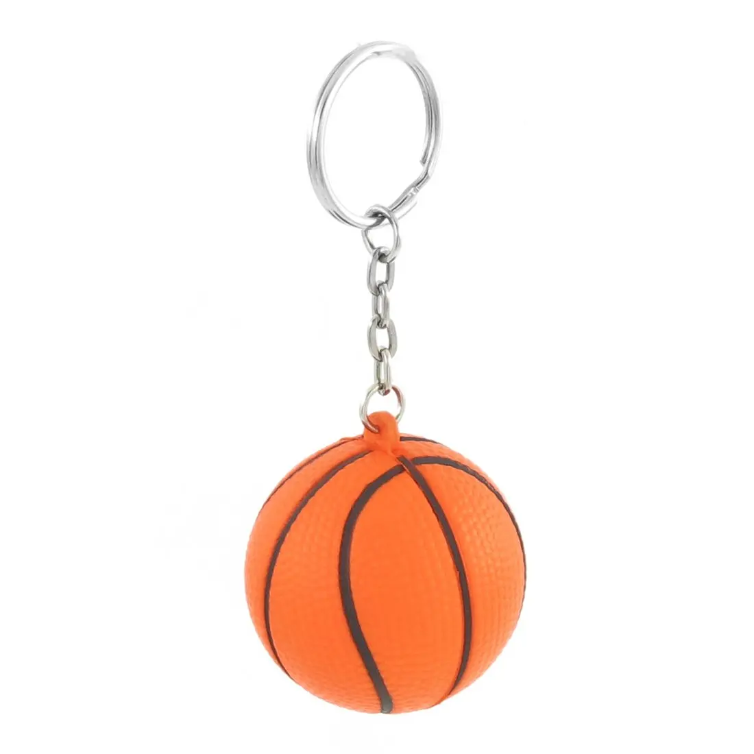 ABNP Orange Black Basketball Shape Sport Stress Ball Link Chain Key Ring