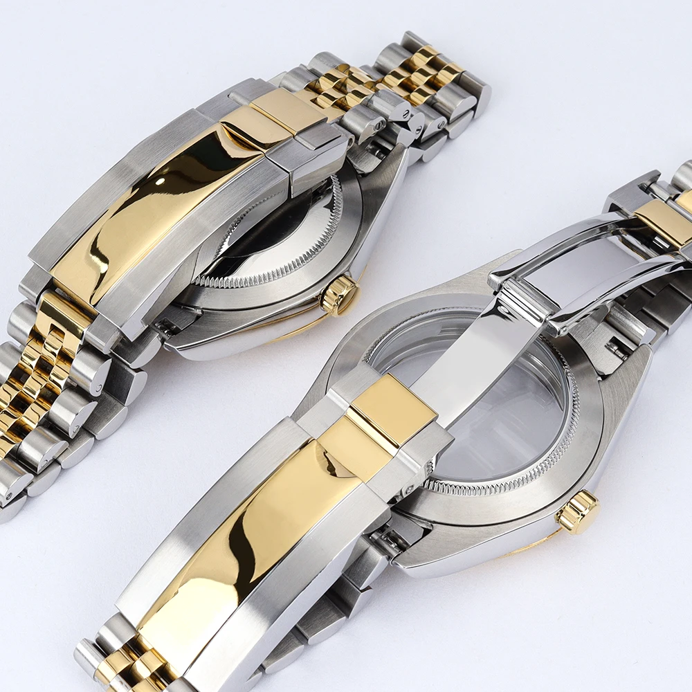 36mm/39mm Uhrengehäuse mit Glide-Lock-Armband, wasserdicht, Saphirglas, für NH35 NH36 Miyota 8215 Uhrwerk, Datejust Oyster Air King Stil – Detail 7