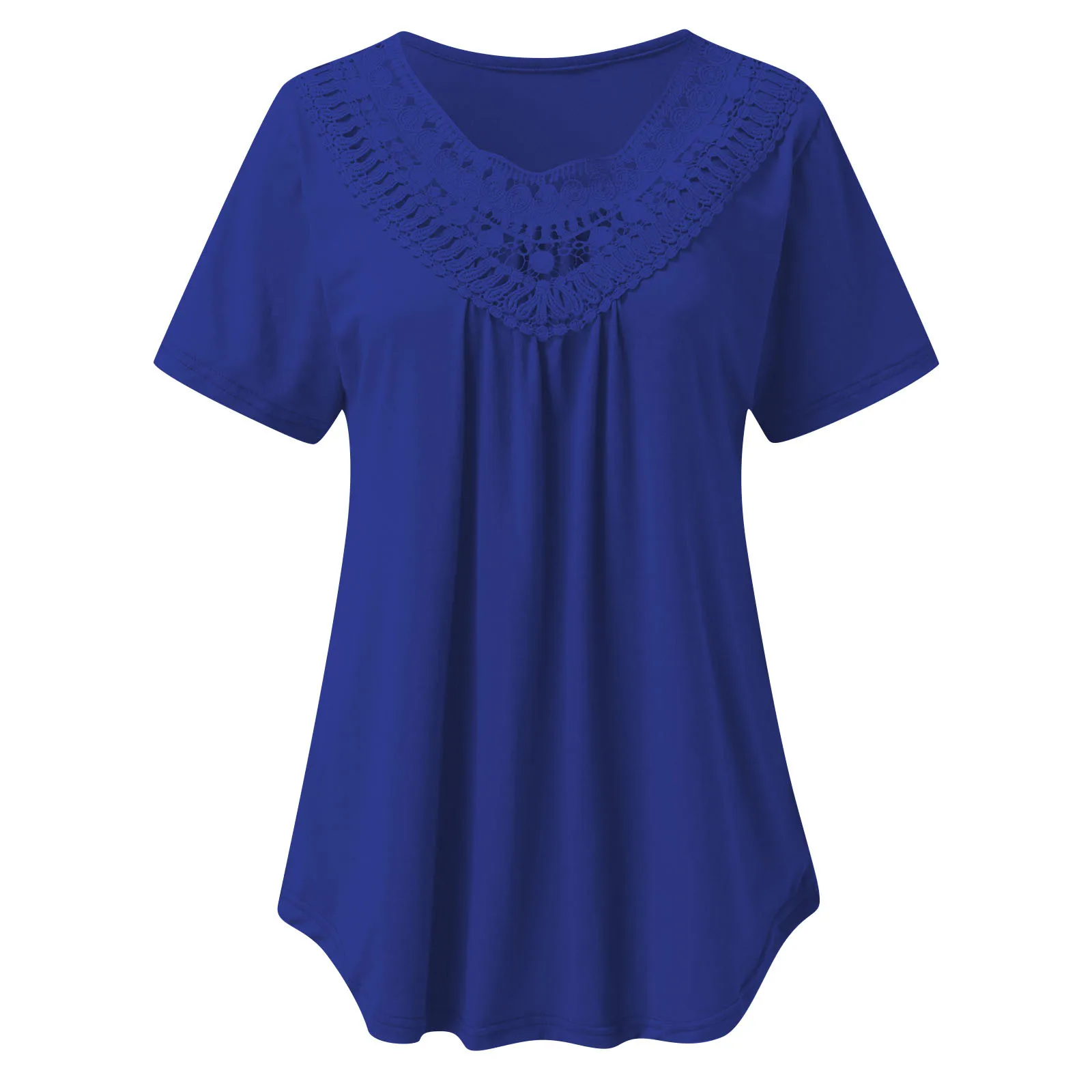 Ladies Tunics Short Sleeve Women Plus Size Summer Casual Lace Shirts Round Neck Short Sleeve Dressy Blouses For Women Plus Size